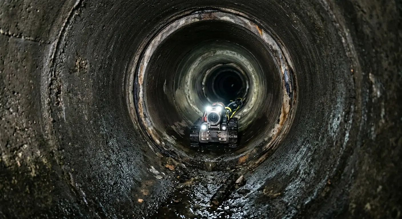 Robotic sewer camera inspecting pipe interior for Sewer Line Repair in Verde Village
